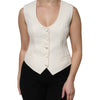 Dolce & Gabbana Ivory Cotton Button Down Sleeveless Vest Top