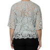 Dolce & Gabbana Mint Green Floral Lace Cotton Blouse Top