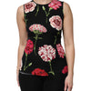 Dolce & Gabbana Black Floral Print Sleeveless Tank Blouse Top