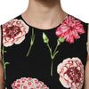 Dolce & Gabbana Black Floral Print Sleeveless Tank Blouse Top