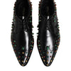 Dolce & Gabbana Black Leather Derby Dress Studded Shoes