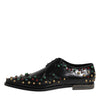 Dolce & Gabbana Black Leather Derby Dress Studded Shoes