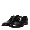 Dolce & Gabbana Black Leather Derby Wingtip Formal Shoes