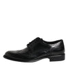 Dolce & Gabbana Black Leather Derby Wingtip Formal Shoes