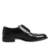 Dolce & Gabbana Black Leather Derby Wingtip Formal Shoes