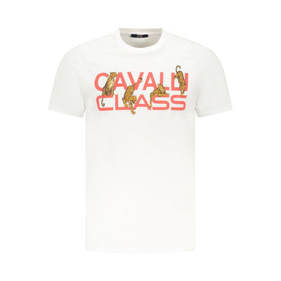 Cavalli Class White Cotton Men T-Shirt