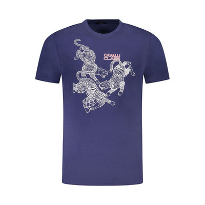 Cavalli Class Blu Cotton Men T-Shirt