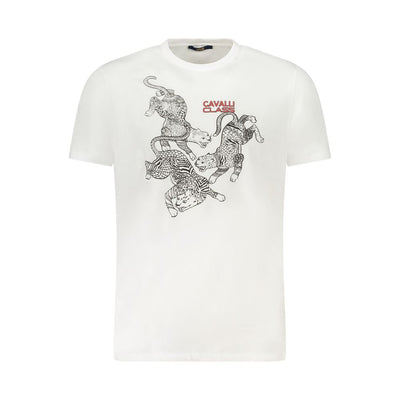 Cavalli Class White Cotton Men T-Shirt