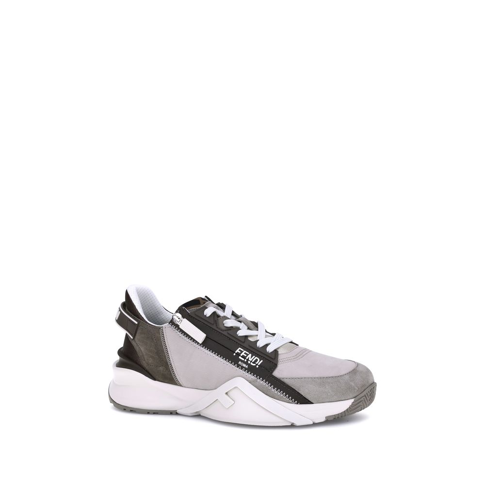 Fendi Bos Taurus Low Top Sneakers aus beigefarbenem Kalbsleder