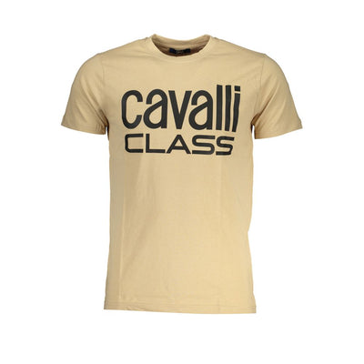 Cavalli Class Beige Cotton Men T-Shirt