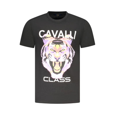 Cavalli Class Black Cotton Men T-Shirt