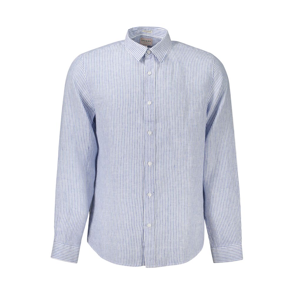 Guess Jeans Blu Linen Men Shirt