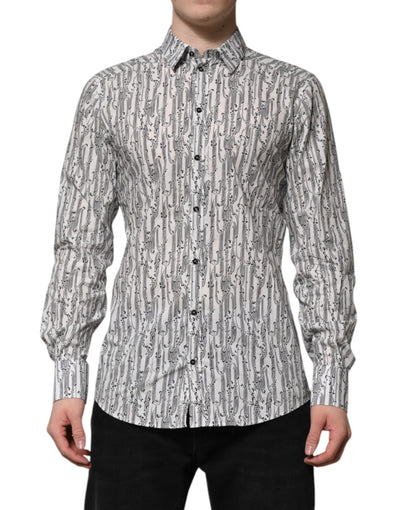 Dolce & Gabbana White Floral Print Casual Long Sleeves Shirt