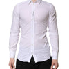 Dolce & Gabbana White Cotton GOLD Long Sleeve Men Dress Shirt