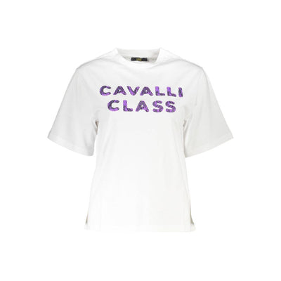Cavalli Class White Cotton T-Shirt