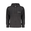 Calvin Klein Black Cotton Men Sweater with Hood and Central Pockets