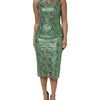 Dolce & Gabbana Green Cotton Floral Lace Sheath Midi Dress