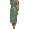 Dolce & Gabbana Green Cotton Floral Lace Sheath Midi Dress