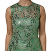 Dolce & Gabbana Green Cotton Floral Lace Sheath Midi Dress