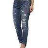 Dolce & Gabbana Blue Tattered Cotton Low Waist Denim Jeans