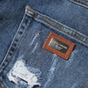 Dolce & Gabbana Blue Tattered Cotton Low Waist Denim Jeans