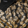 Dolce &amp; Gabbana – Schwarz-goldener Jacquard-Minirock mit Blumendruck