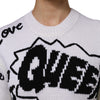 Dolce & Gabbana White Wool Knit Crew Neck Pullover Sweater