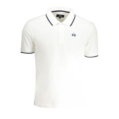 La Martina White Cotton Men Polo Shirt