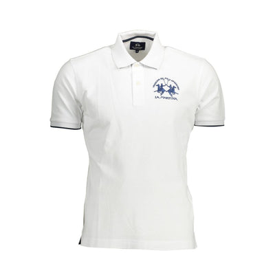 La Martina White Cotton Men Polo Shirt