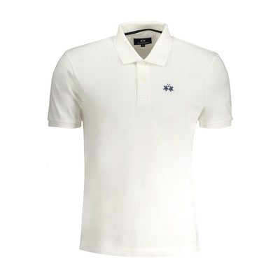 La Martina White Cotton Men Polo Shirt