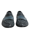 Dolce & Gabbana Blue Woven Leather Slip On Loafers Shoes