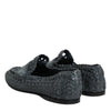 Dolce & Gabbana Blue Woven Leather Slip On Loafers Shoes