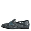 Dolce & Gabbana Blue Woven Leather Slip On Loafers Shoes