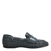 Dolce & Gabbana Blue Woven Leather Slip On Loafers Shoes