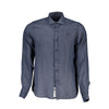 La Martina Blu Linen Men Shirt