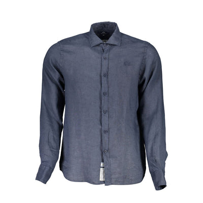 La Martina Blu Linen Men Shirt