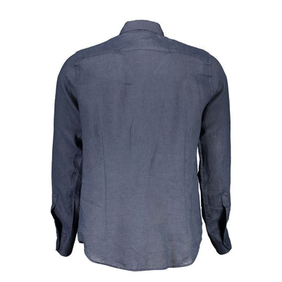 La Martina Blu Linen Men Shirt