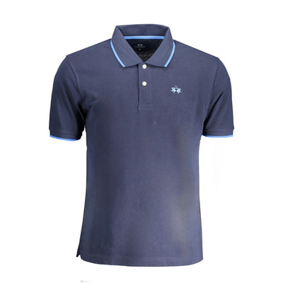 La Martina Blue Cotton Men Polo Shirt