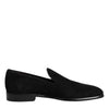 Dolce & Gabbana Black Suede Slip On Loafers Formal Shoes
