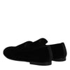 Dolce & Gabbana Black Velvet Slip On Loafers Formal Shoes