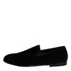 Dolce & Gabbana Black Velvet Slip On Loafers Formal Shoes