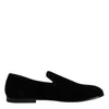 Dolce & Gabbana Black Velvet Slip On Loafers Formal Shoes