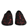 Dolce & Gabbana Red Black Jacquard Slip On Loafers Shoes
