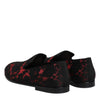 Dolce & Gabbana Red Black Jacquard Slip On Loafers Shoes
