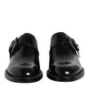 Dolce & Gabbana Black Leather Monk Strap Derby Formal Shoes