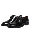 Dolce & Gabbana Black Leather Monk Strap Derby Formal Shoes