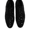 Dolce & Gabbana Black Suede Strass Derby Formal Shoes