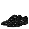 Dolce & Gabbana Black Suede Strass Derby Formal Shoes