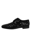 Dolce & Gabbana Black Suede Strass Derby Formal Shoes