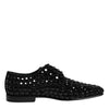 Dolce & Gabbana Black Suede Strass Derby Formal Shoes